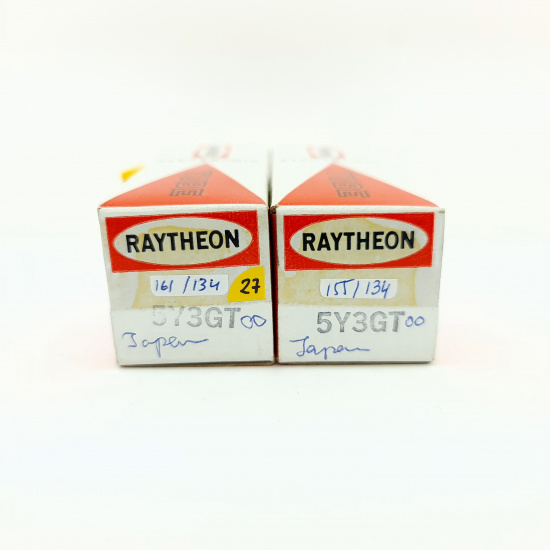2 X 5Y3GT RAYTHEON TUBE. 1970s JAPAN PROD. DUAL GETTER. MATCHED PAIR. 27. CB401