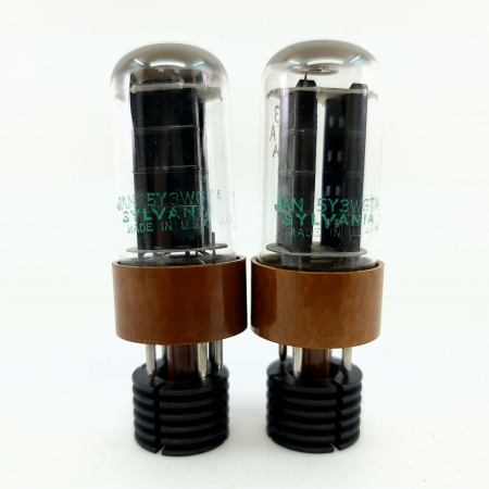 2 X JAN 5Y3WGTA SYLVANIA TUBE. 1968 PROD. BLACK PLATES. MATCHED PAIR. 28. CB401