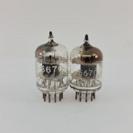 2 X JTL 5670 TUNG-SOL TUBE. 1950s PROD. BLACK PLATES. SQUARE GETTER. 34. CB401