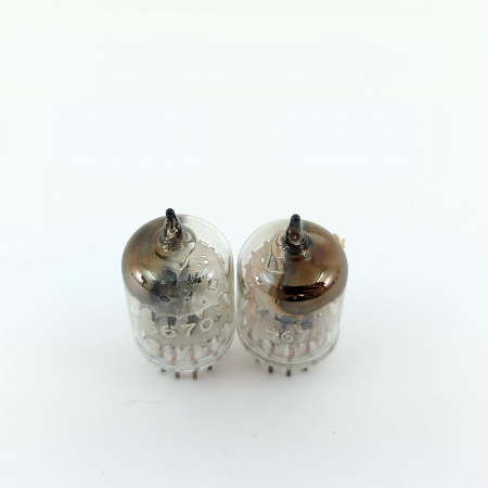 2 X JTL 5670 TUNG-SOL TUBE. 1950s PROD. BLACK PLATES. SQUARE GETTER. 34. CB401