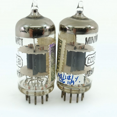 2 X ECC81 / 12AT7 MINIWATT BARCELONA TUBE. 1960s PROD. MATCHED PAIR. 42. CB401