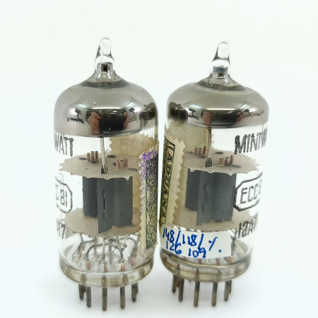 2 X ECC81 / 12AT7 MINIWATT BARCELONA TUBE. 1960s PROD. MATCHED PAIR. 42. CB401