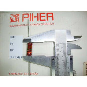 VINTAGE PIHER RESISTOR. 1W 3M9 5% *1 PC* NEW ORIGINAL 1970´S+
