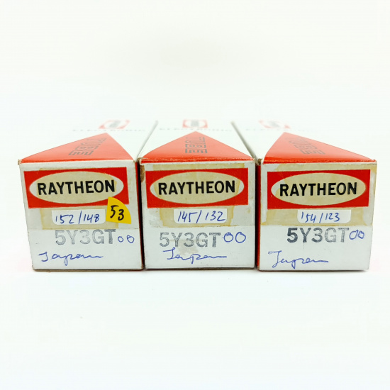 3 X 5Y3GT RAYTHEON TUBE. 1970s JAPAN PROD. DUAL GETTER. 53. CB401