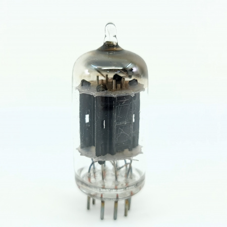 1 X ECC83 RCA TUBE. 1960s PROD. BLACK PLATES. SQUARE GETTER. USED. 54. CB401