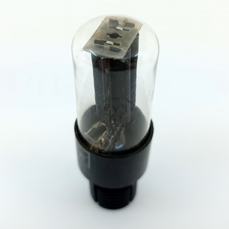 1 X 5Y3WGT SYLVANIA TUBE. 1950s PROD. BLACK PLATES. RECTANGULAR GETTER.55.CB401