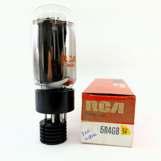 1 X 5R4GB RCA TUBE. 1980s PROD. BLACK PLATES. DUAL GETTER. 56. CB401