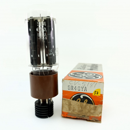 1 X 5R4GYA GENERAL ELECTRIC TUBE. 1970s PROD. BLACK PLATES. 57. CB401