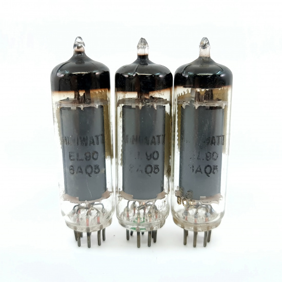 3 X 6AQ5 / EL90 MINIWATT TUBE. 1950s PROD. SOLID GETTER. 58. CB401