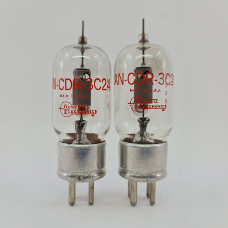 2 X JAN CDR 3C24 GENERAL ELECTRONICS TUBE. 1960s PROD. MATCHED PAIR. 16. CB404