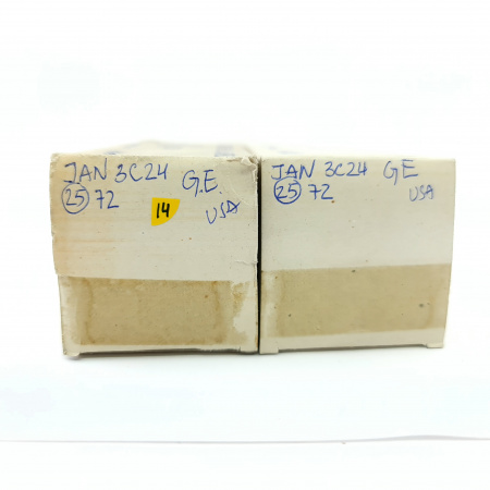 2 X JAN 3C24 GENERAL ELECTRONICS TUBE. 1960s PROD. MATCHED PAIR. 14. CB403
