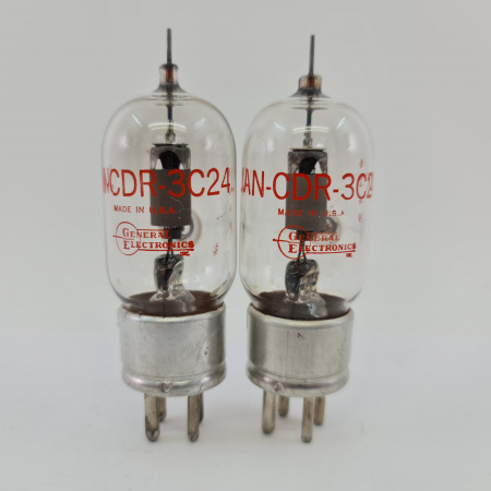 2 X JAN 3C24 GENERAL ELECTRONICS TUBE. 1960s PROD. MATCHED PAIR. 14. CB403