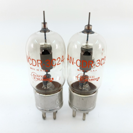 2 X JAN 3C24 GENERAL ELECTRONICS TUBE. 1960s PROD. MATCHED PAIR. 14. CB403