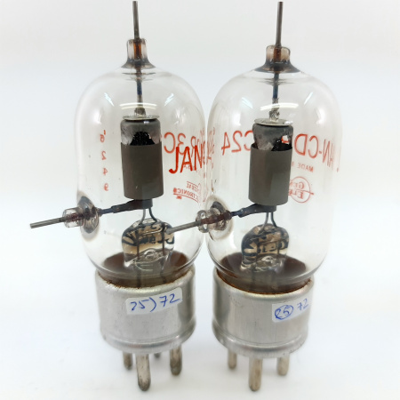 2 X JAN 3C24 GENERAL ELECTRONICS TUBE. 1960s PROD. MATCHED PAIR. 14. CB403