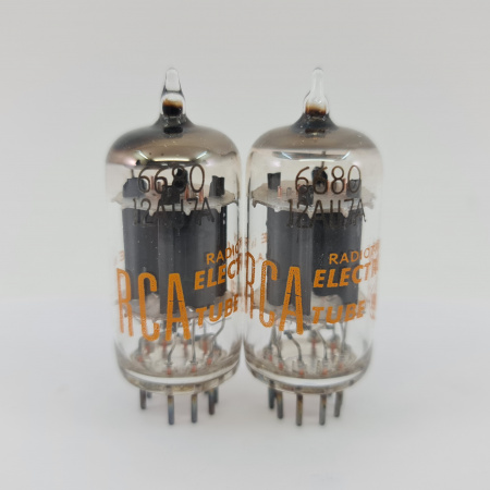 2 X 12AU7A / 6680 RCA TUBE. 1960s PROD. COPPER RODS. PAIR. 18. CB404
