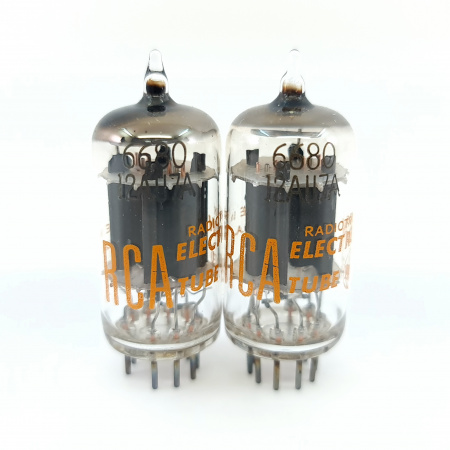 2 X 12AU7A / 6680 RCA TUBE. 1960s PROD. COPPER RODS. PAIR. 18. CB404