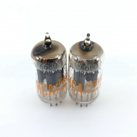 2 X 12AU7A / 6680 RCA TUBE. 1960s PROD. COPPER RODS. PAIR. 18. CB404