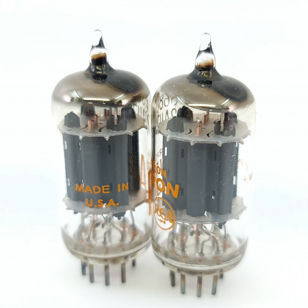 2 X 12AU7A / 6680 RCA TUBE. 1960s PROD. COPPER RODS. PAIR. 18. CB404