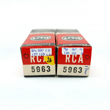2 X 5963 RCA TUBE. 1960s PROD. 17MM PLATES. PAIR. 26. CB404