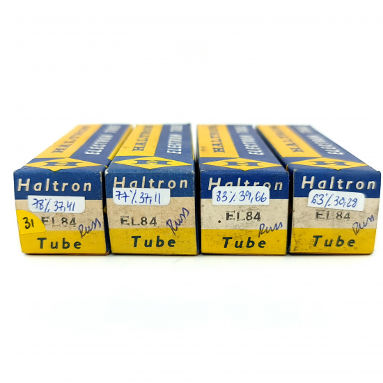 4 X EL84 HALTRON TUBE. 1960s RUSSIAN PROD. INVERTED CUP GETTER. USED. 31. CB404