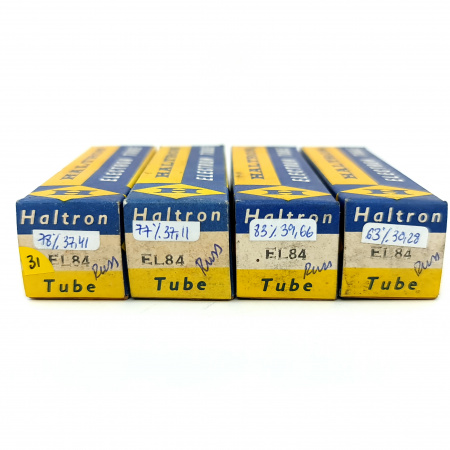 4 X EL84 HALTRON TUBE. 1960s RUSSIAN PROD. INVERTED CUP GETTER. USED. 31. CB404