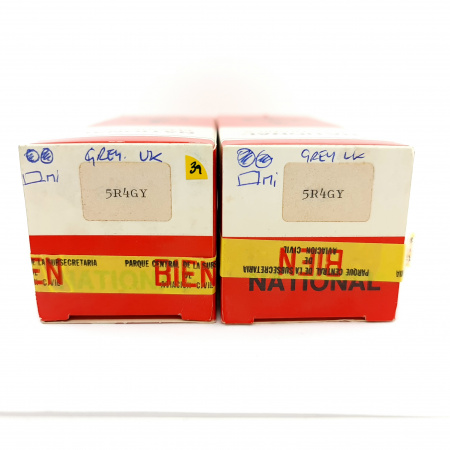 2 X 5R4GY NATIONAL TUBE. 1950s BRITISH PROD. BLACK PLATES. 39. CB404