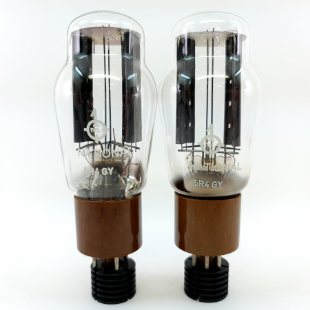 2 X 5R4GY NATIONAL TUBE. 1950s MARCONI PROD. BLACK PLATES. 40. CB404
