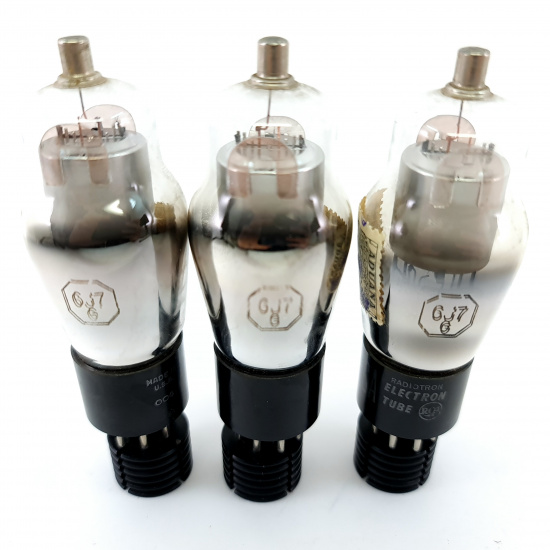 3 X 6J7G RCA TUBE. 1950s PROD. 004...