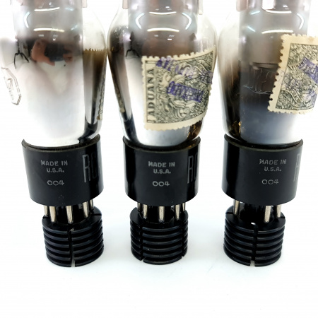3 X 6J7G RCA TUBE. 1950s PROD. 004 PRODUCTION CODE. FLAT GETTER. 43. CB404