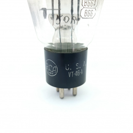 1 X 866A / VT-46A RCA TUBE. 1940s PRODUCTION. FLAT GETTER. 21. CB399