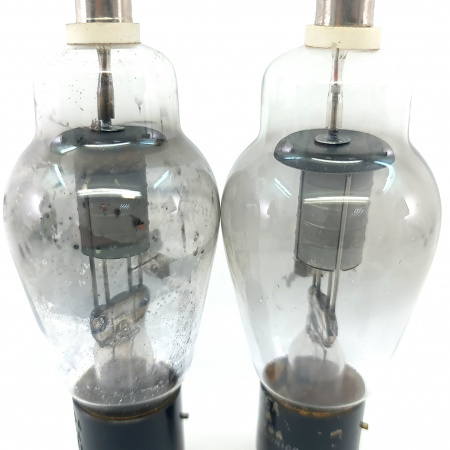 2 X VT-46A / 866A CHATHAM ELECTRONICS TUBE. 1940s PROD. ENGRAVED LOGO. 23.CB399