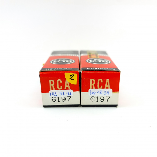 2 X 6197 RCA TUBE. 1960s PROD. 3 MICA. MATCHED PAIR. 2. CE8