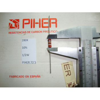 VINTAGE PIHER RESISTOR. 1/2W 390K 10% *1 PC* NEW ORIGINAL 1970´S +