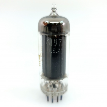 1 X 6197 GENERAL ELECTRIC TUBE. 1970s SYLVANIA PROD. BLACK PLATES. 20. CE8