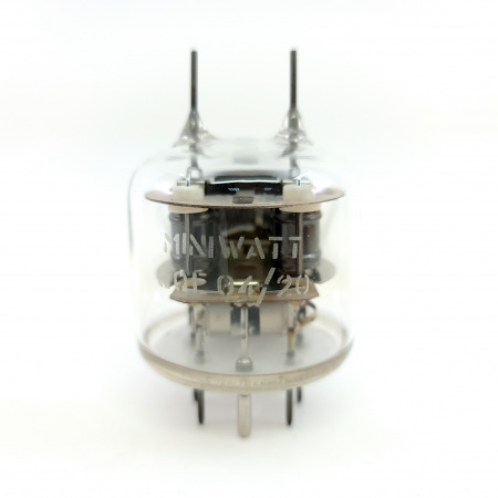 1 X QQE04/20 MINIWATT TUBE. 1950s HYPERLEC BRIVE PROD. BLACK PLATES. 5. CE113