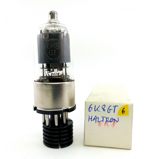 1 X 6K8GT HALTRON TUBE. 1950s BRITISH PROD. RECTANGULAR GETTER. 6. CE152