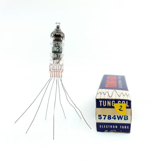 1 X JAN 5784WB TUNG-SOL TUBE. RECTANGULAR GETTER. 2. CE808