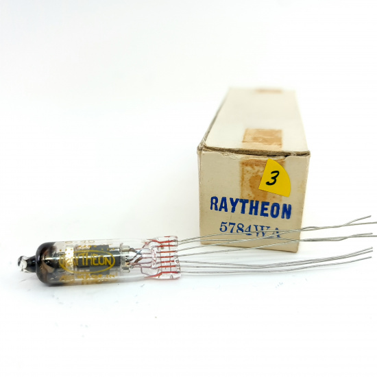 1 X JRP 5784WA RAYTHEON TUBE. 1950s PROD. RECTANGULAR GETTER. 3. CE808