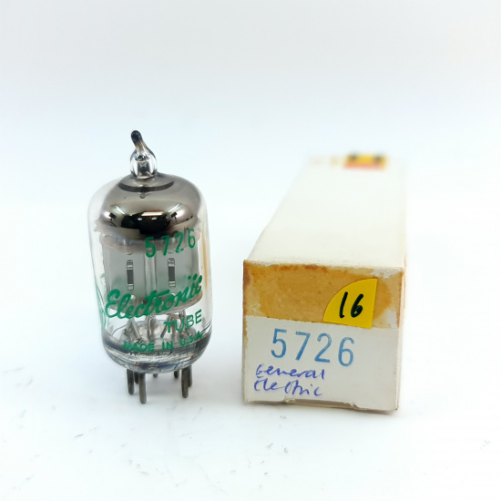 1 X 5726 / 6AL5W GENERAL ELECTRIC TUBE. 1970s PROD. SQUARE GETTER. 16. CE808