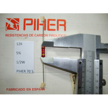 VINTAGE PIHER RESISTOR. 1/2W 12K 5% *1 PC* NEW ORIGINAL 1970´S + C210/329