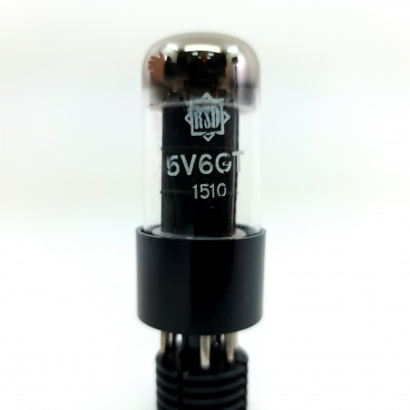 1 X 5V6GT RSD TUBE. 1950s GENERAL ELECTRIC PROD. BLACK PLATES. 1. CE593