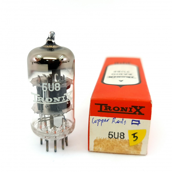 1 X 5U8 TRONIX TUBE. 1960s PROD. RECTANGULAR GETTER. 5. CE593