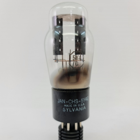 1 X JAN CHS 5Y4G SYLVANIA TUBE. 1950s PROD. BLACK PLATES. 1. CE597