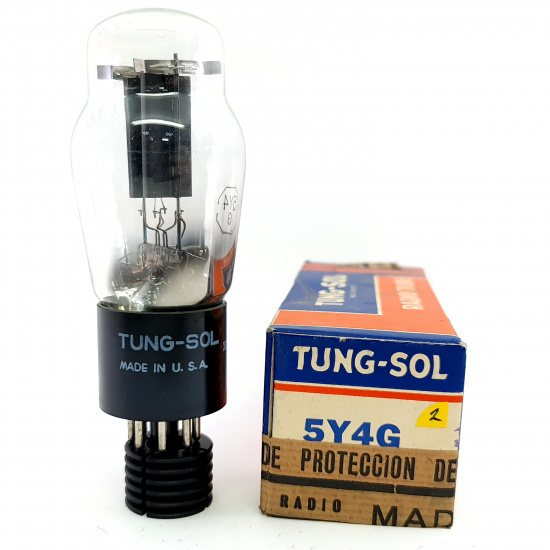 1 X 5Y4G TUNG-SOL TUBE. 1950s PROD. BLACK PLATES. 2. CE597