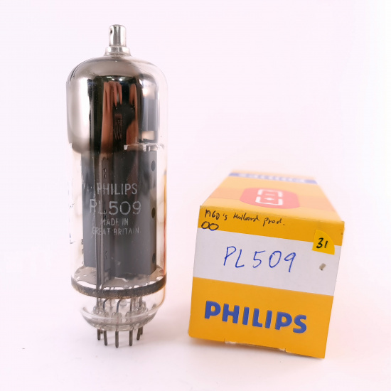 1 X PL509 PHILIPS TUBE. 1970s MULLARD PROD. DUAL GETTER USED. 31. CH163