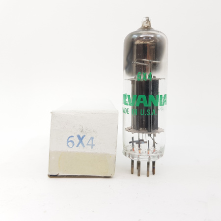 1 X 6X4 / EZ90 SYLVANIA TUBE. SQUARE GETTER BLACK PLATE. NOS. RCB34