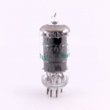 1 X 5749 / 6AB6W GENERAL ELECTRIC TUBE. 1960s PROD. BLACK PLATES. 11. CE801