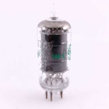 1 X 5749 / 6AB6W GENERAL ELECTRIC TUBE. 1960s PROD. BLACK PLATES. 11. CE801