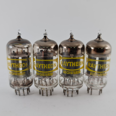 4 X CK5687WA RAYTHEON TUBE. 1960s PROD. BLACK PLATES.MATCHED QUAD. USED.2.CB406