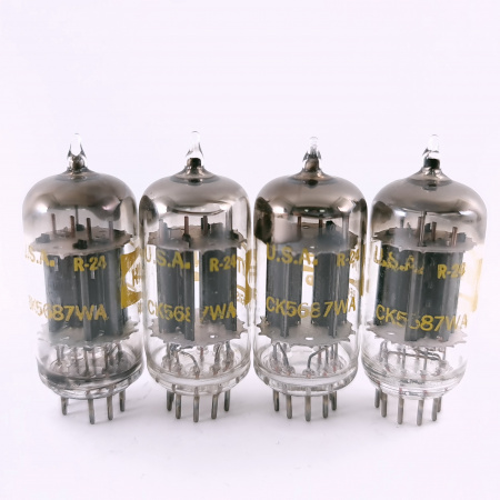 4 X CK5687WA RAYTHEON TUBE. 1960s PROD. BLACK PLATES.MATCHED QUAD. USED.2.CB406